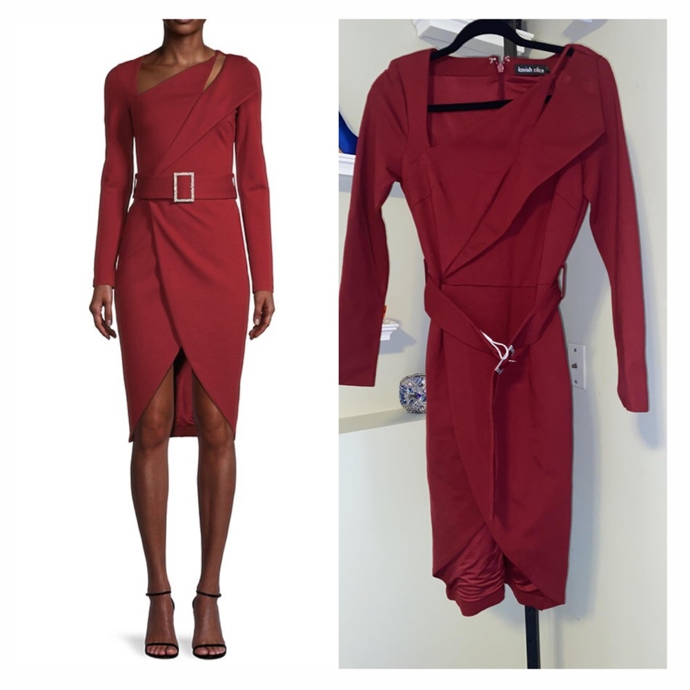 Lavish Alice
Ponte Asymmetric Long-Sleeve Dress